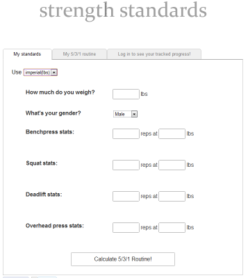 Strength Standards 531 routine generator