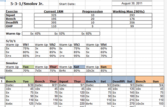 531 Smolov JR Spreadsheet