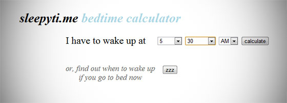 Sleepy Time Sleep Time Calculator