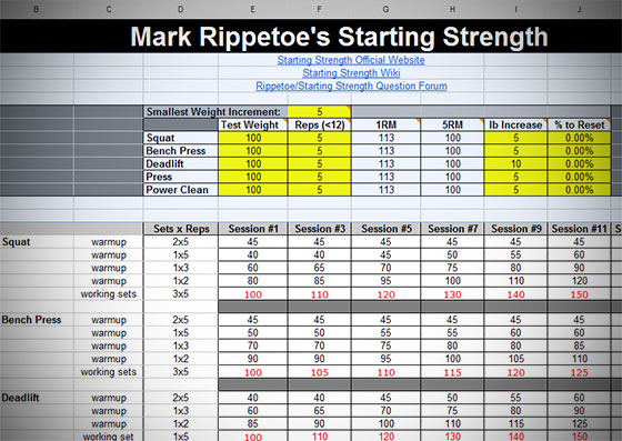 Starting Strength Routine Generator Spreadsheet All Things Gym