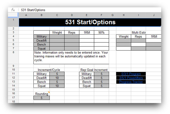 531 Excel Spreadsheet Powerlifting