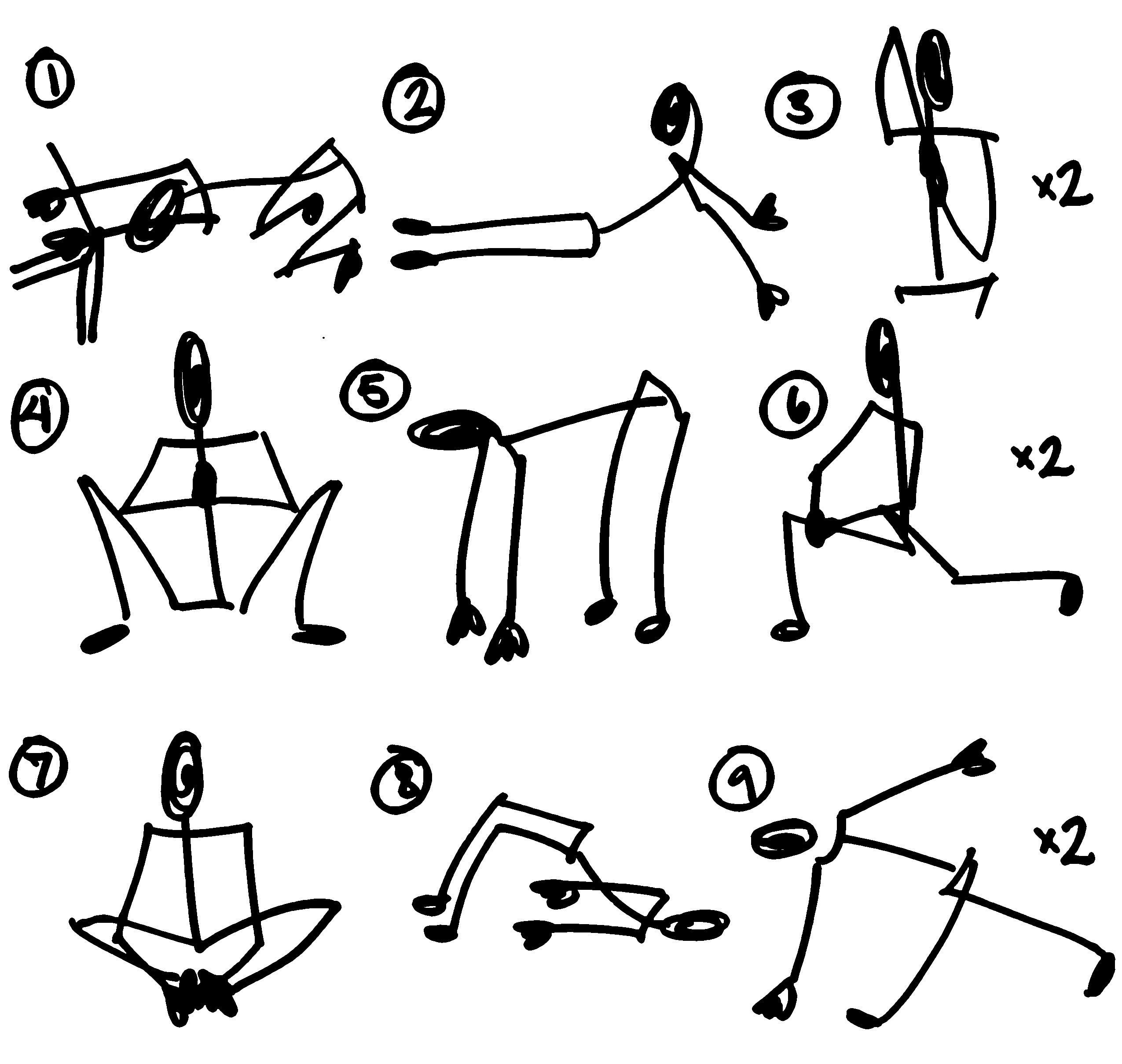 Mobility Stretching Routine Cheat Sheet  Stick Figures
