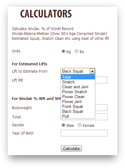 Weightlifting Standards Calculator