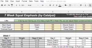 7 Week Squat Emphasis Spreadsheet - All Things Gym