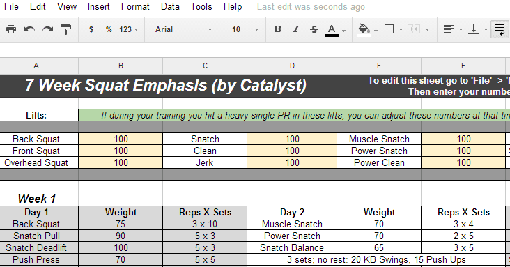 Catalyst 7 Week Squat Emphasis Cycle Program v101